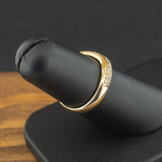 18ct Yellow Gold Diamond Wishbone Ring Size L 3.1g