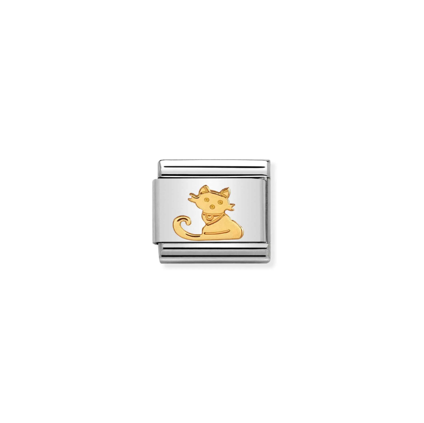 Nomination Composable Classic 18ct Gold and Stainless Steel Seated Cat