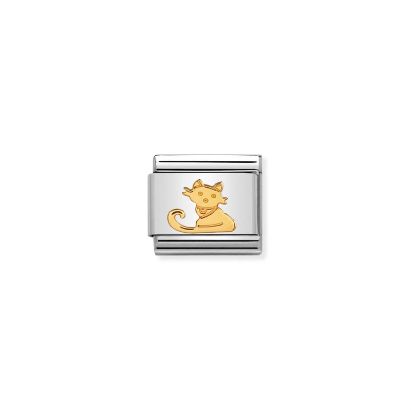 Nomination Seated Cat 18ct Gold and Stainless Steel Composable Charm