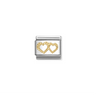 Nomination Composable Classic 18ct Gold and Stainless Steel Hearts with Etched Detail