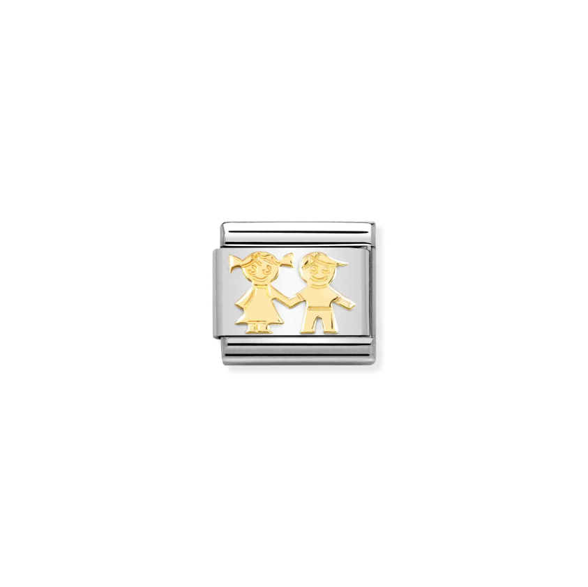 Nomination Composable Classic 18ct Gold and Stainless Steel Sister and Brother