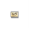 Nomination Composable Classic 18ct Gold and Stainless Steel Thanks with Heart and Pencil
