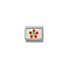 Nomination Red and Green CZ Flower 18ct Gold and Stainless Steel Composable Charm