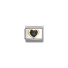 Nomination Black Glitter Heart 18ct Gold and Stainless Steel Composable Charm