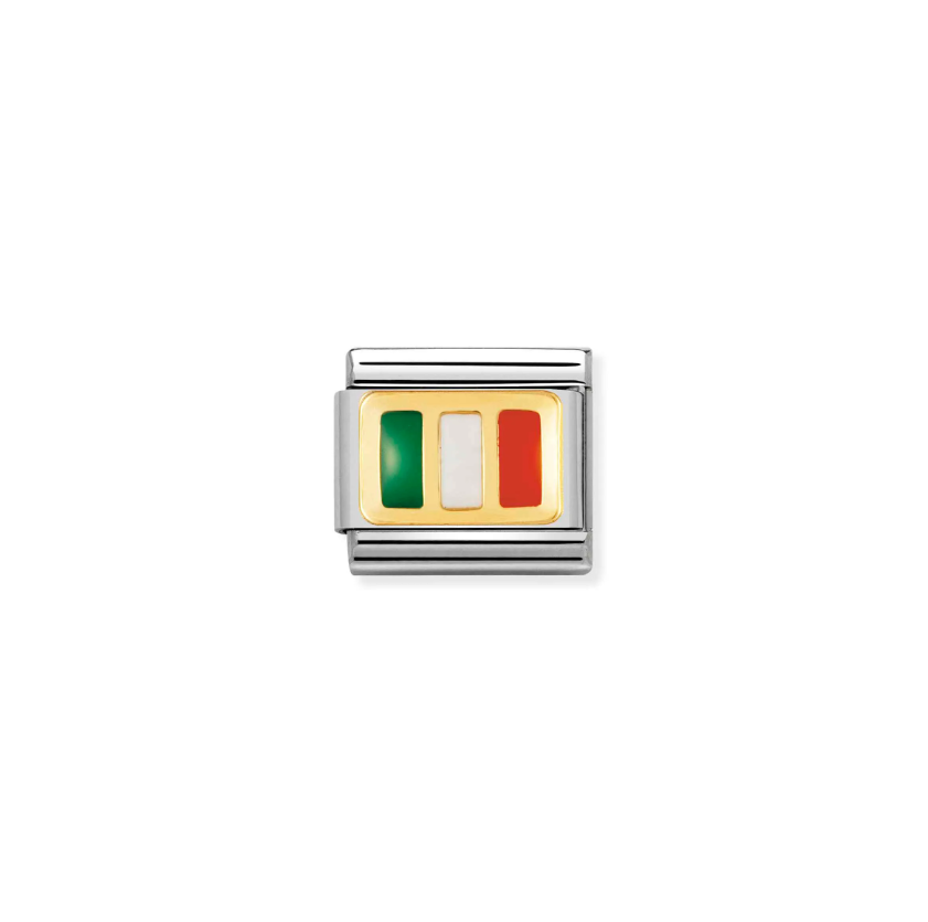 Nomination Composable Classic 18ct Gold and Stainless Steel Ireland Flag