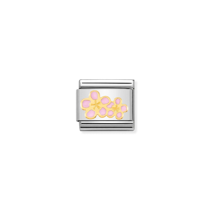 Nomination Composable Classic 18ct Gold and Stainless Steel Peach Blossom
