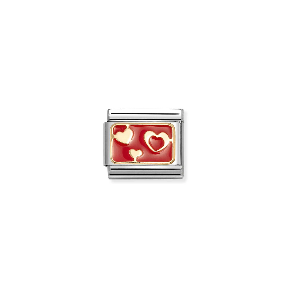 Nomination Red Hearts 18ct Gold and Stainless Steel Composable Charm