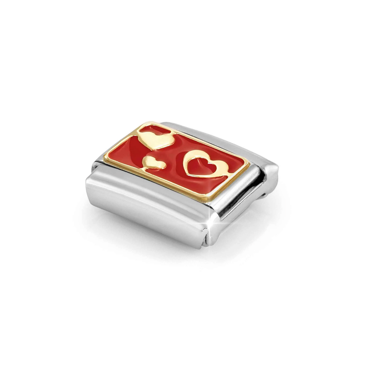 Nomination Red Hearts 18ct Gold and Stainless Steel Composable Charm