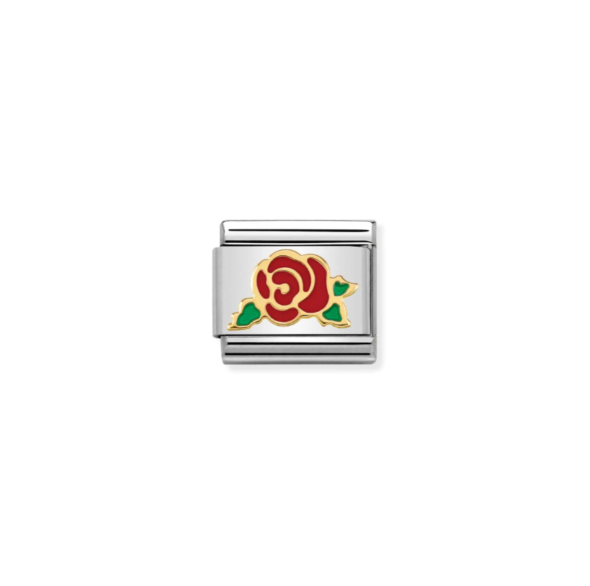 Nomination Composable Classic 18ct Gold and Stainless Steel Red Rose