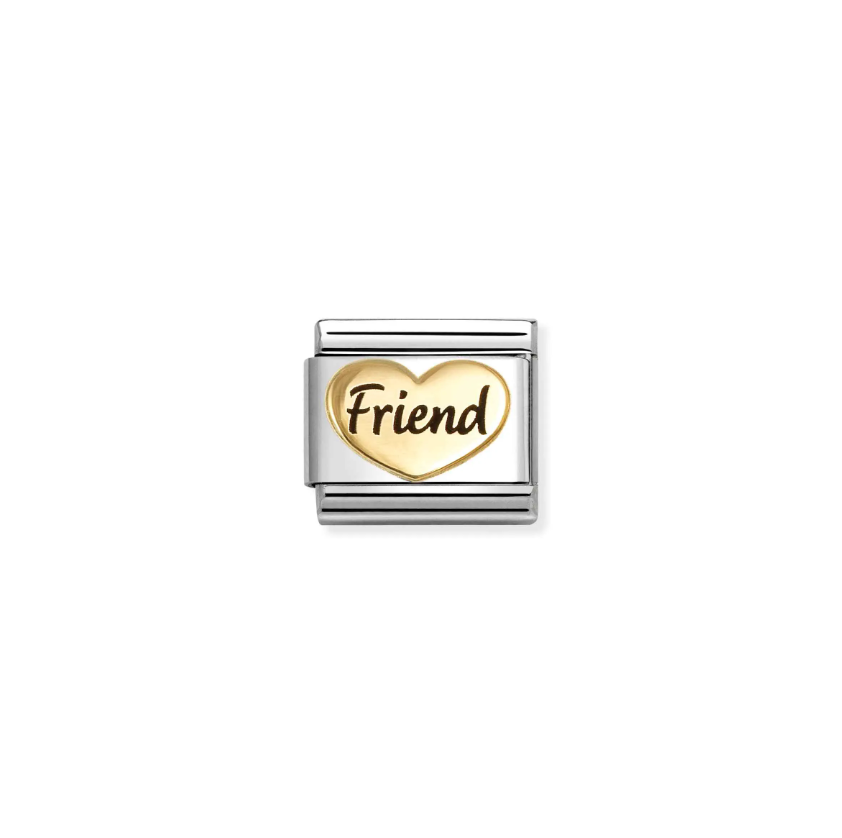 Nomination Composable Classic 18ct Gold and Stainless Steel Friend Heart