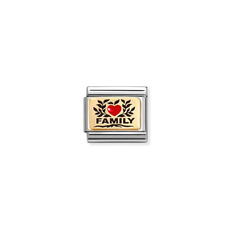 Nomination Family with Red Heart 18ct Gold and Stainless Steel Composable Charm