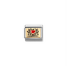 Nomination Composable Classic 18ct Gold and Stainless Steel Family with Red Heart