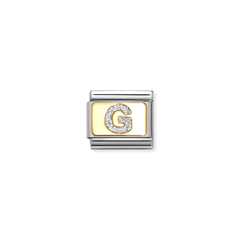 Nomination Composable Classic 18ct Gold and Stainless Steel Glitter Letter G