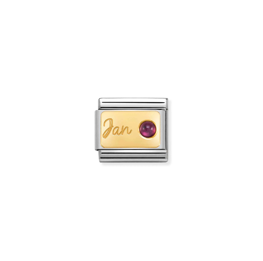 Nomination Composable Classic 18ct Gold and Stainless Steel January Garnet