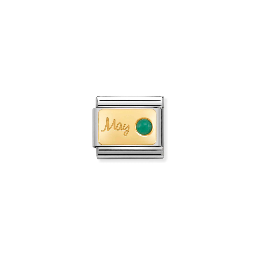 Nomination Composable Classic 18ct Gold and Stainless Steel May Emerald