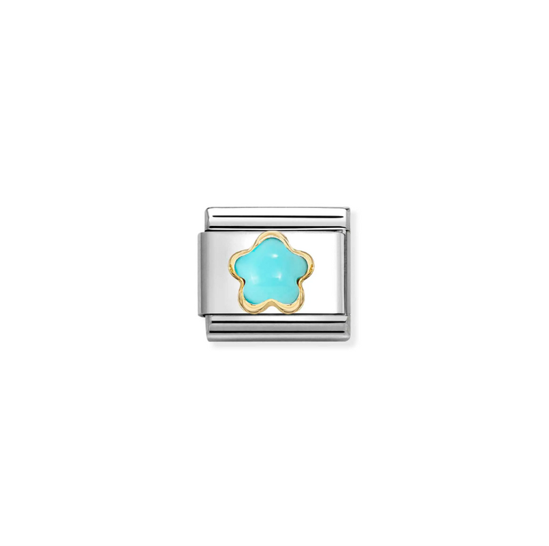 Nomination Turquoise Flower 18ct Gold and Stainless Steel Composable Charm