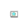 Nomination Composable Classic 18ct Gold and Stainless Steel Turquoise Flower
