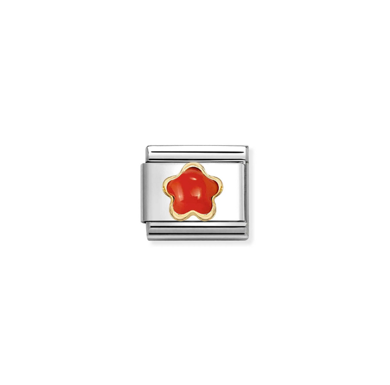Nomination Red Coral Flower 18ct Gold and Stainless Steel Composable Charm