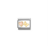 Nomination Composable Classic 18ct Gold and Stainless Steel Pink Coral Heart with Butterfly