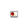 Nomination Composable Classic 18ct Gold and Stainless Steel Heart with Red CZ