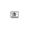 Nomination Composable Classic 18ct Gold and Stainless Steel Purple CZ Flower
