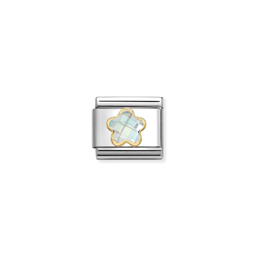 Nomination White CZ Flower 18ct Gold and Stainless Steel
