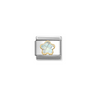 Nomination White CZ Flower 18ct Gold and Stainless Steel