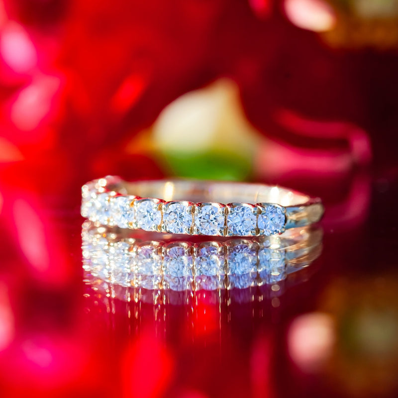 18Ct Yellow Gold Lab Created 0.70ct Diamond Half Eternity Ring Size L