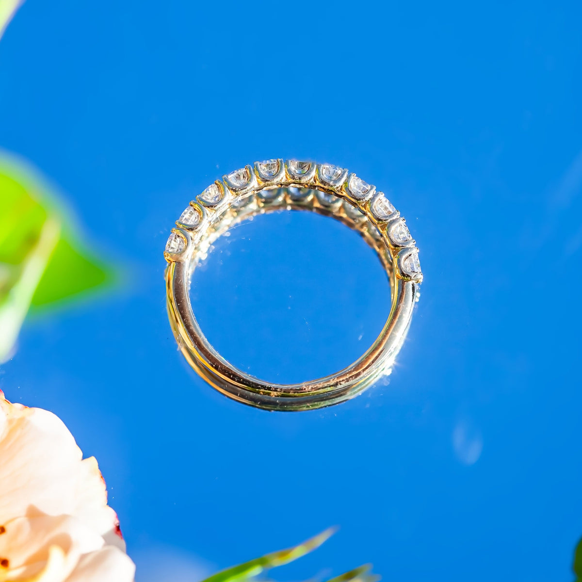 18Ct Yellow Gold Lab Created 0.70ct Diamond Half Eternity Ring Size L