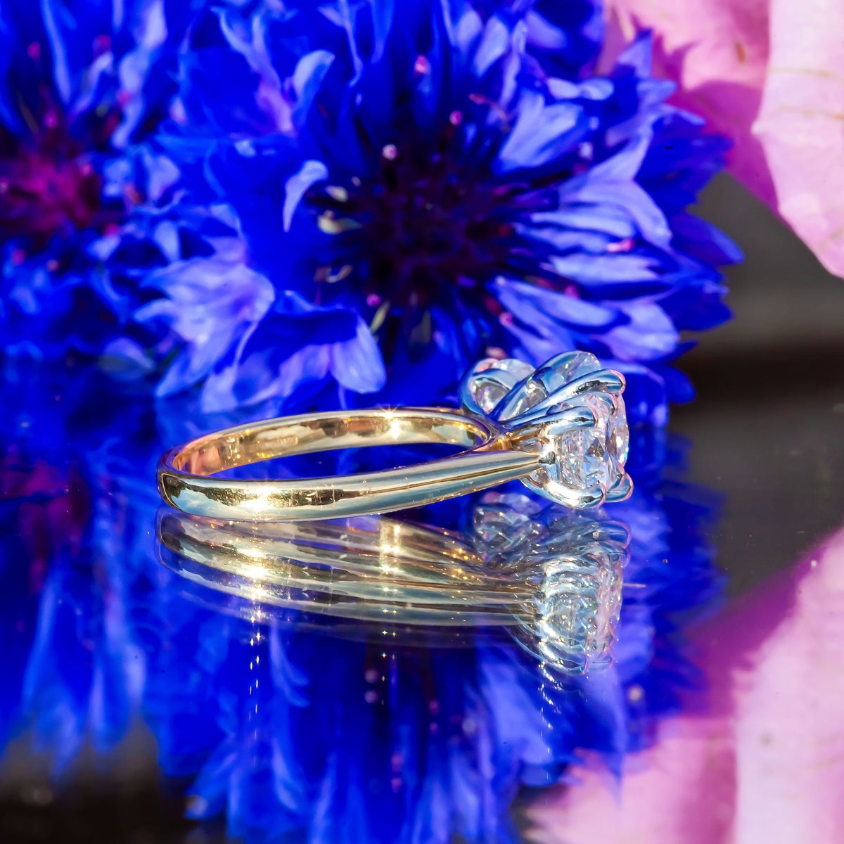 18ct Yellow Gold 3.82ct Lab Diamond Trilogy Ring 6.1g