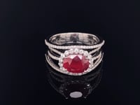 2.77ct Oval Ruby and 0.62ct Diamond Platinum Ring 9.5g