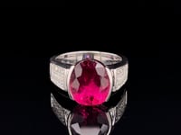 7ct Rubellite and 1.2ct Diamond 18ct White Gold Ring 10.6g (SOT)