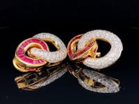 18ct Yellow Gold 1.95ct Ruby & 1.45 Diamond Earclips
