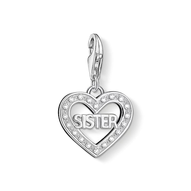 Thomas Sabo Sterling Silver Sister with CZ Heart Charm