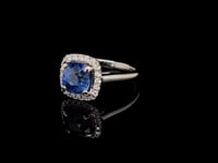3.01ct Certified Cornflower Blue Sapphire & 0.24ct Diamond 18ct White Gold Ring