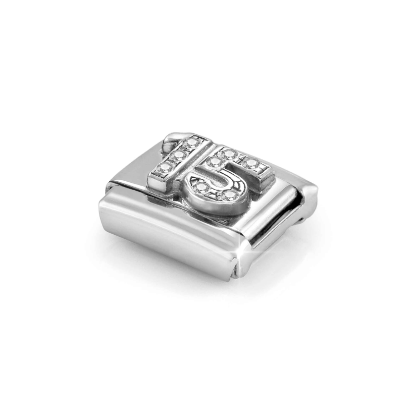 Nomination Number 15 with CZ Sterling Silver and Stainless Steel Composable Charm