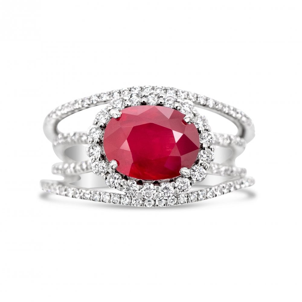 2.77ct Oval Ruby and 0.62ct Diamond Platinum Ring 9.5g