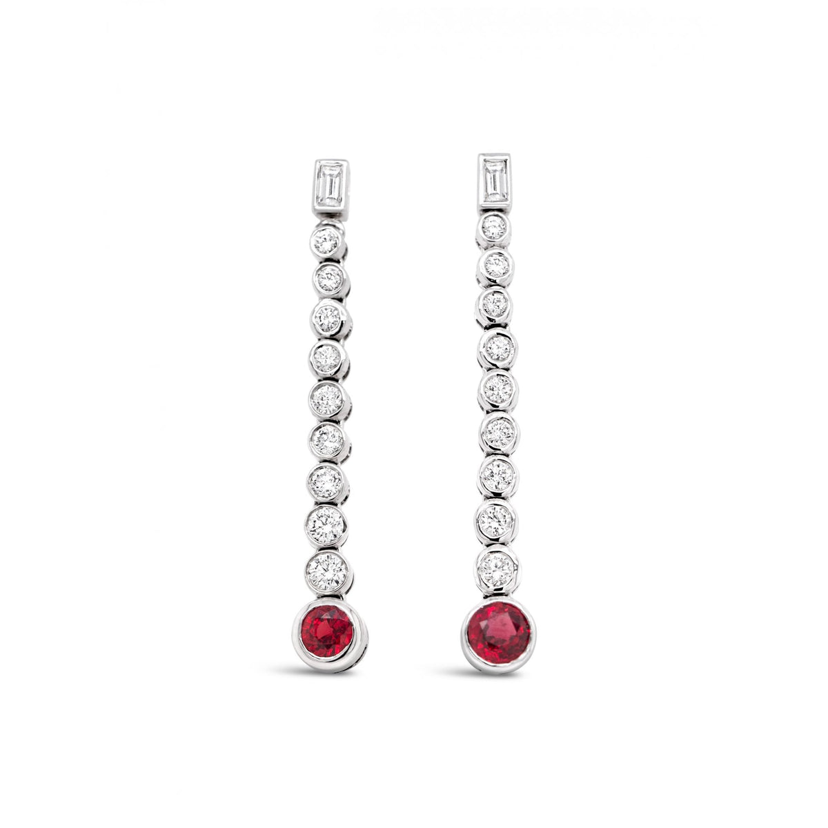14ct White Gold 0.83ct Orange Sapphire & 0.94ct Diamond Drop Earrings