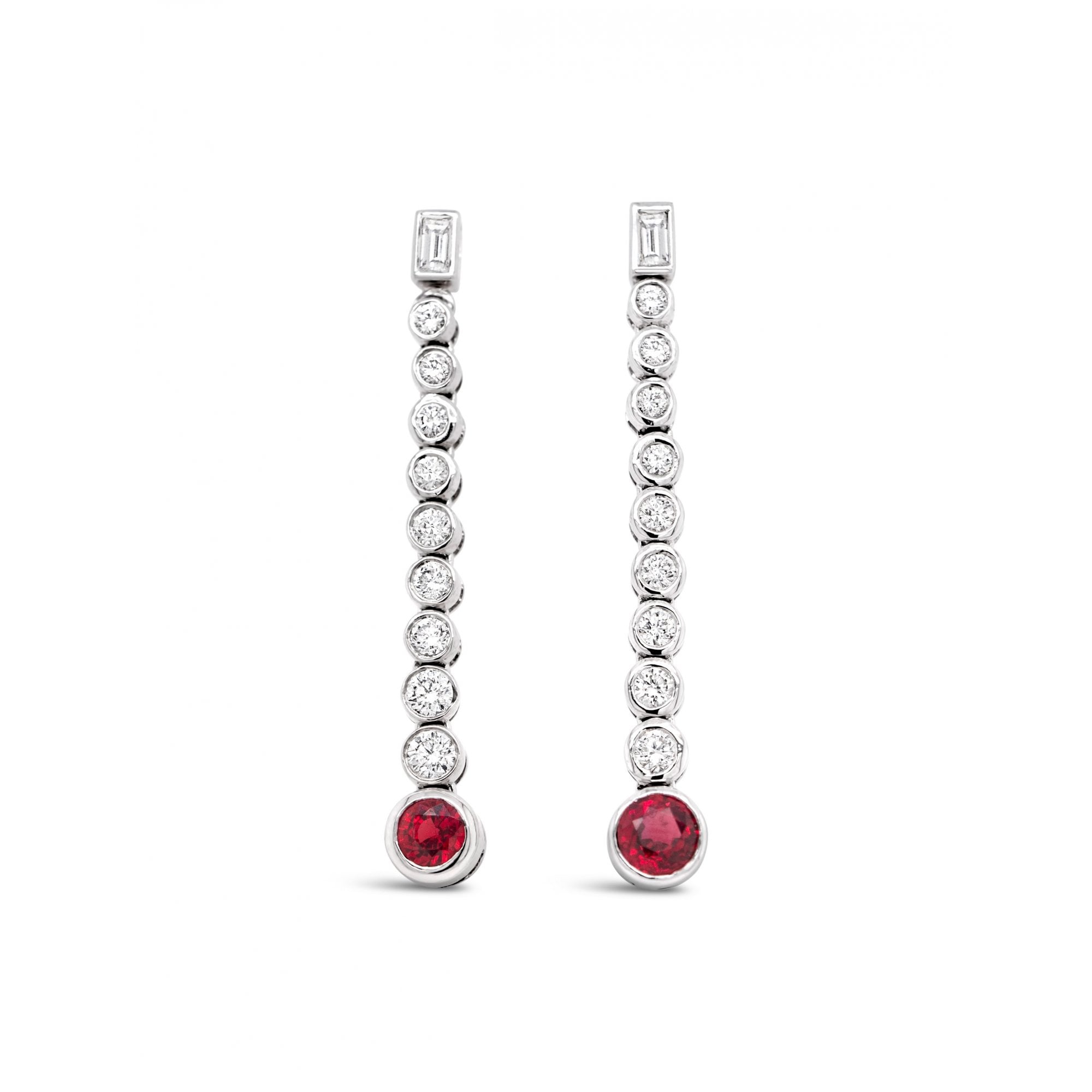 14ct White Gold 0.83ct Orange Sapphire & 0.94ct Diamond Drop Earrings