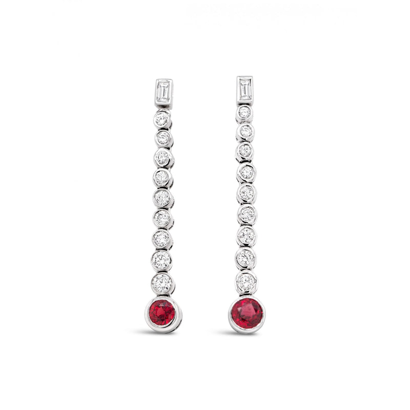 14ct White Gold 0.83ct Orange Sapphire & 0.94ct Diamond Drop Earrings