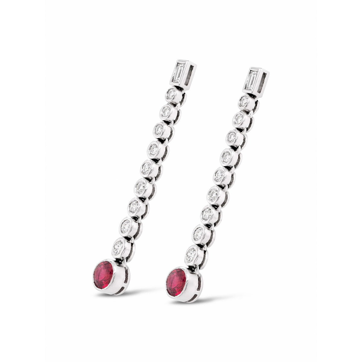 14ct White Gold 0.83ct Orange Sapphire & 0.94ct Diamond Drop Earrings