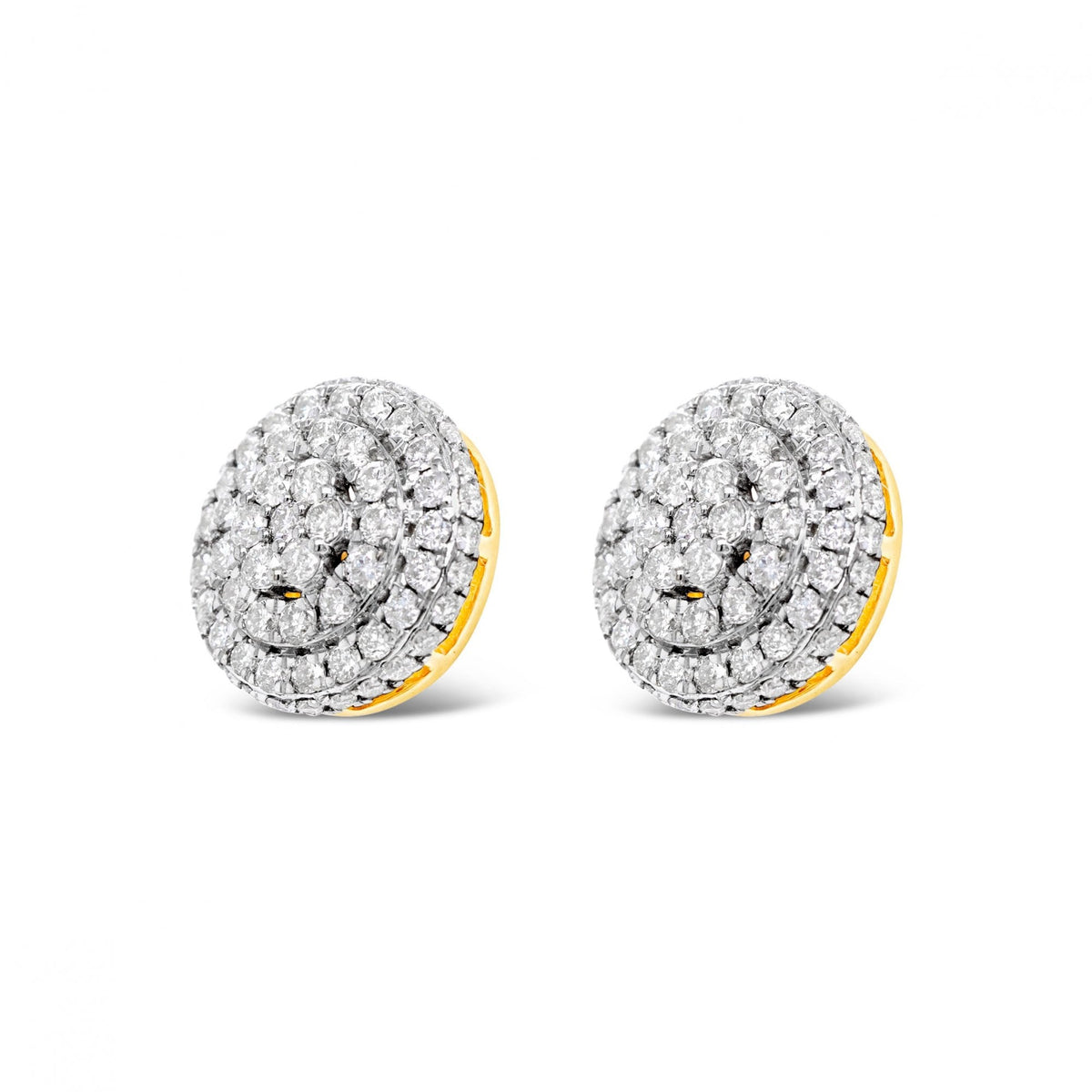 14ct Two tone Gold 2.4ct Diamond Cluster Stud Earrings