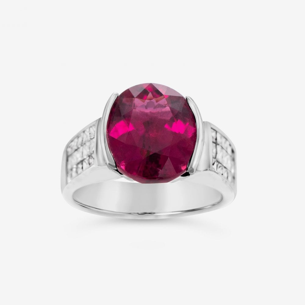 7ct Rubellite and 1.2ct Diamond 18ct White Gold Ring 10.6g (SOT)