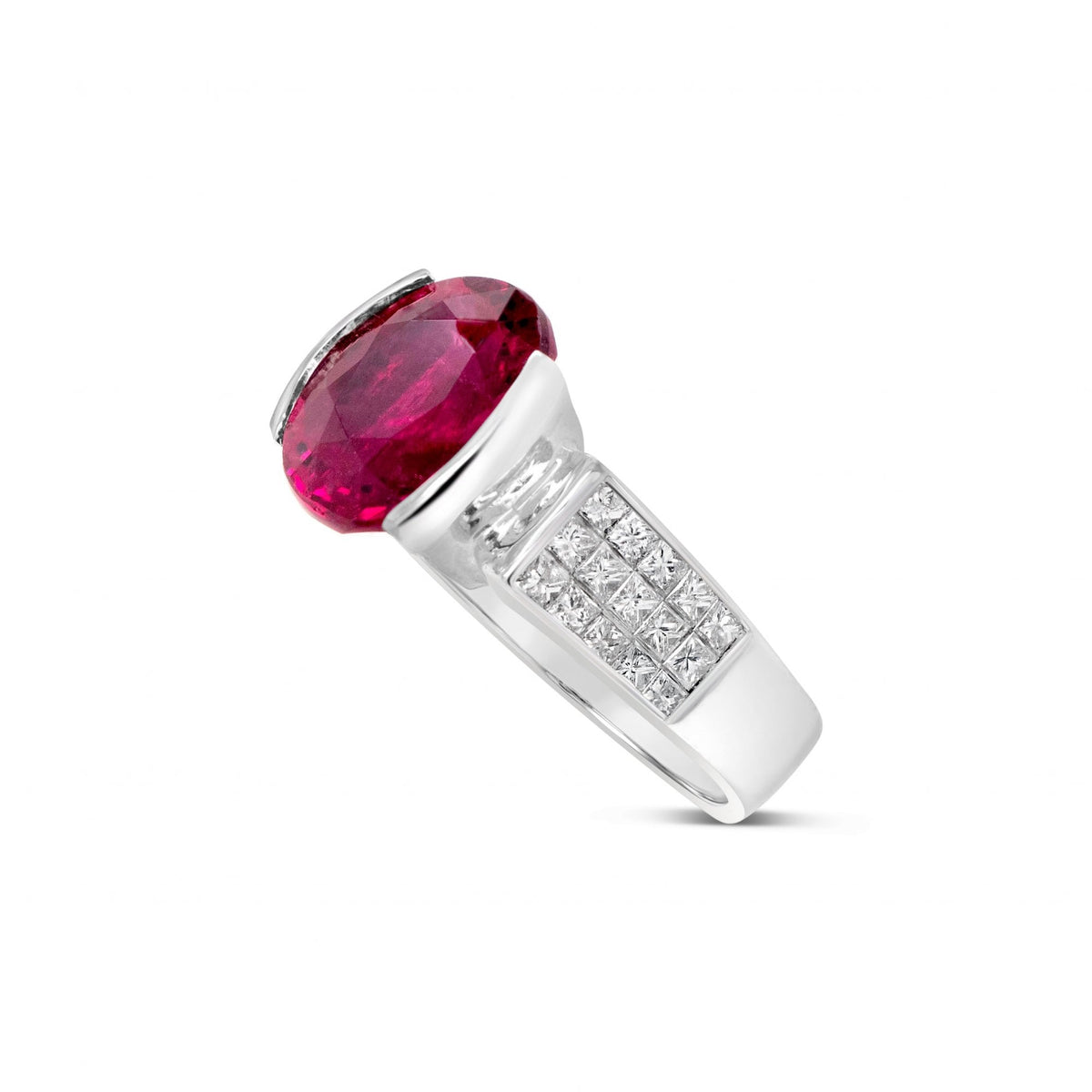 7ct Rubellite and 1.2ct Diamond 18ct White Gold Ring 10.6g (SOT)