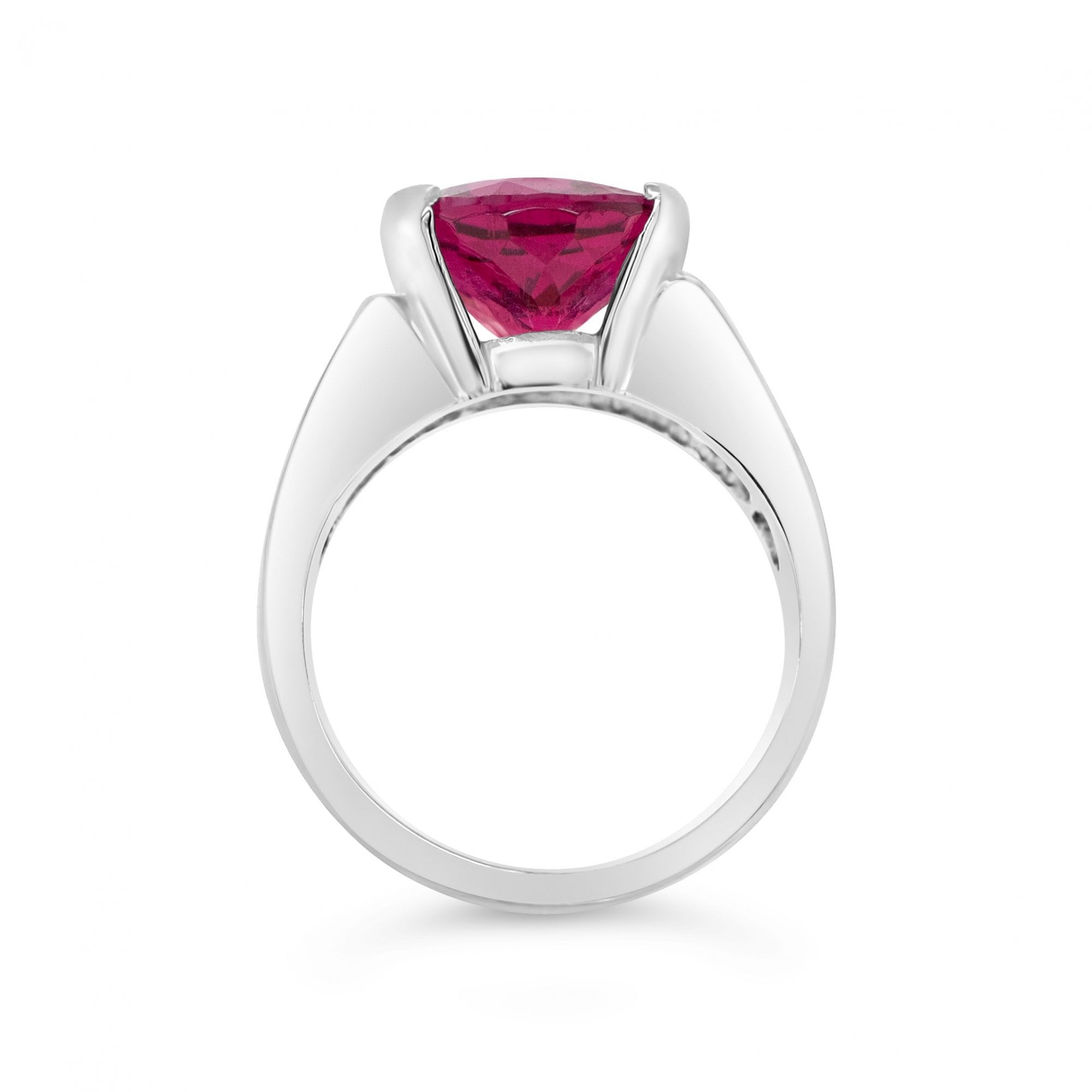 7ct Rubellite and 1.2ct Diamond 18ct White Gold Ring 10.6g (SOT)