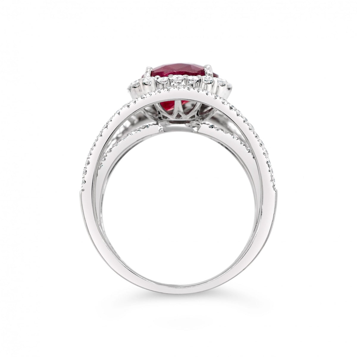 2.77ct Oval Ruby and 0.62ct Diamond Platinum Ring 9.5g