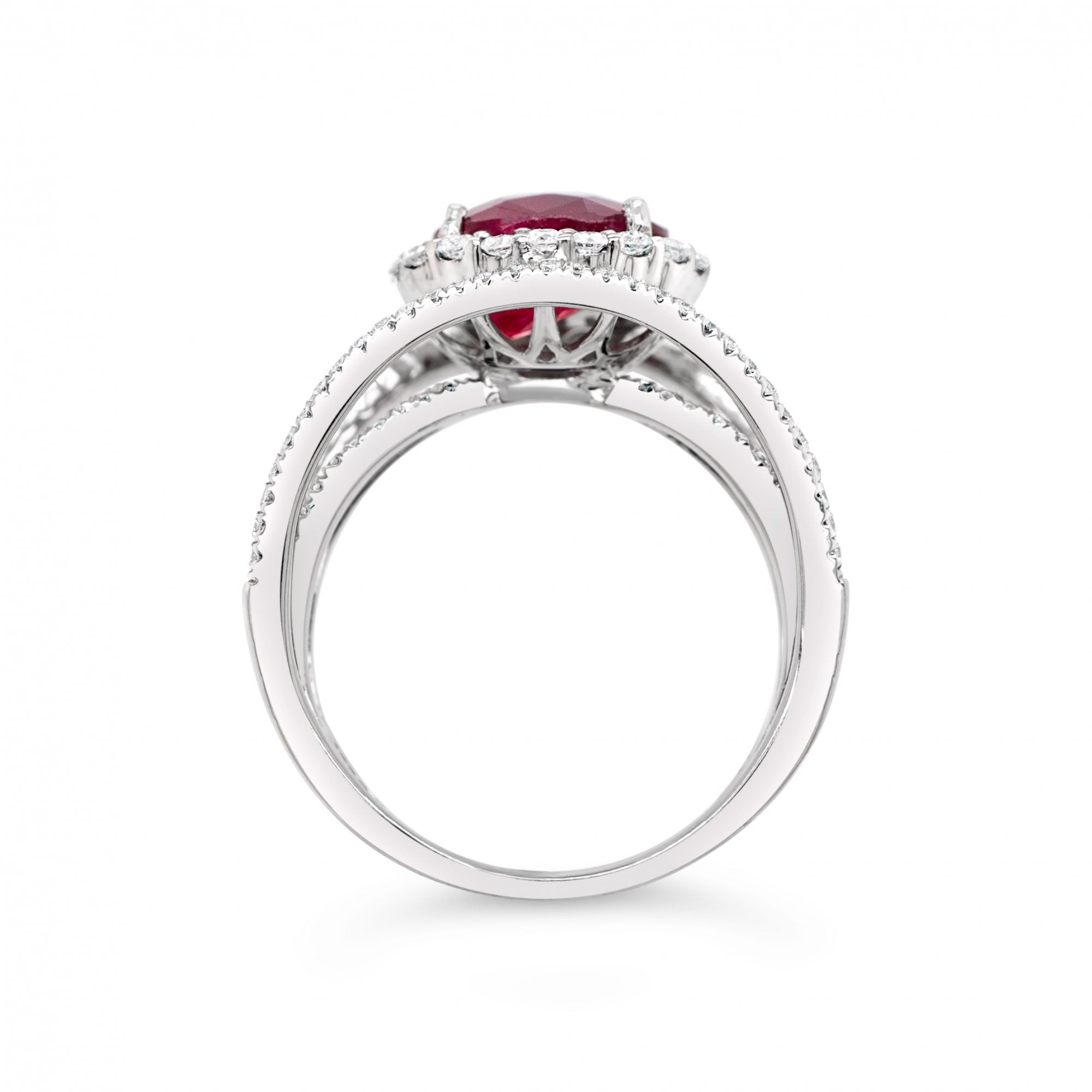 2.77ct Oval Ruby and 0.62ct Diamond Platinum Ring 9.5g