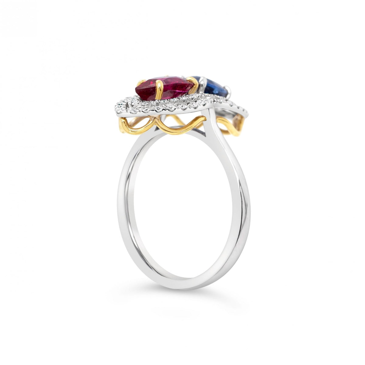 18ct White Gold 1.05ct Ruby, 1.25ct Sapphire & Diamond Ring