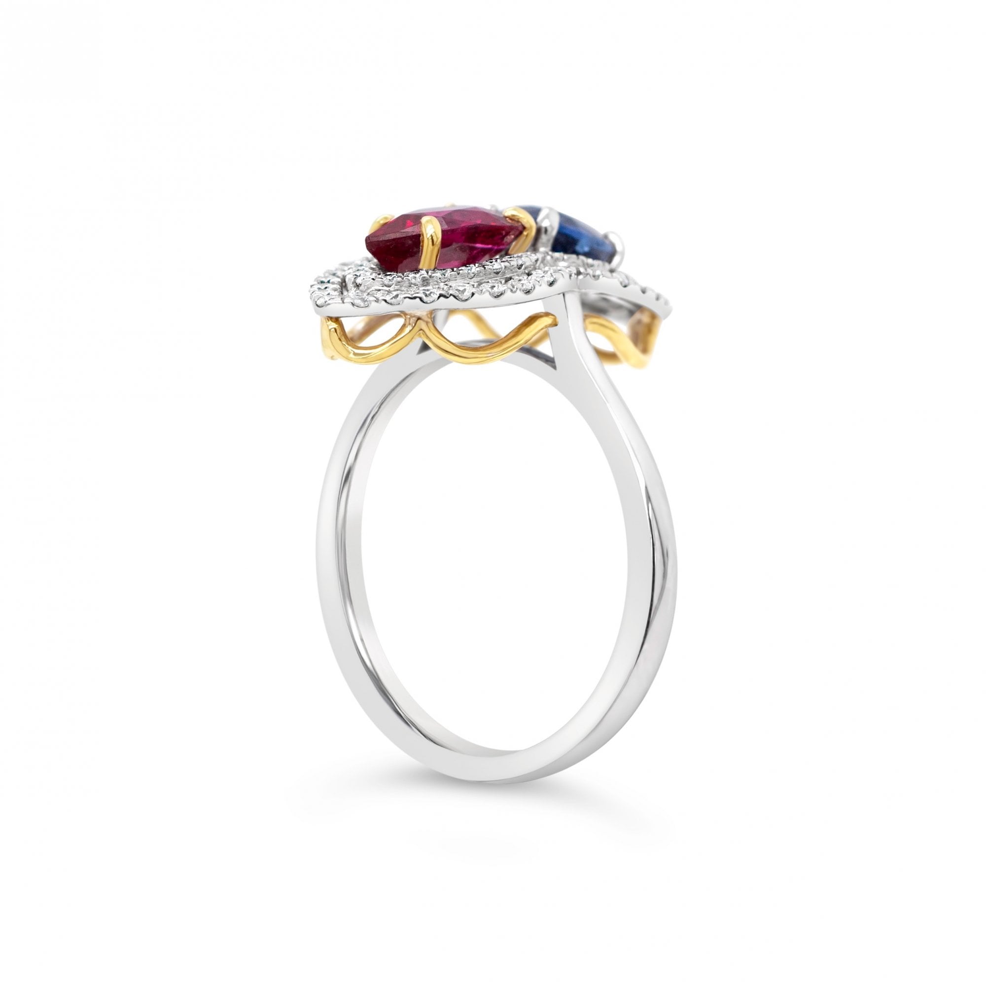 18ct White Gold 1.05ct Ruby, 1.25ct Sapphire & Diamond Ring