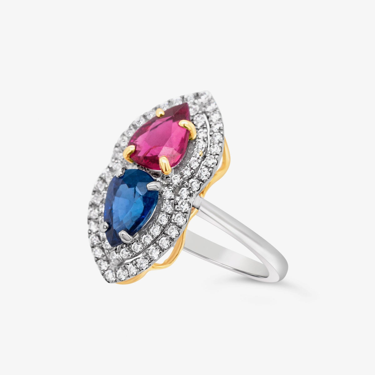 18ct White Gold 1.05ct Ruby, 1.25ct Sapphire & Diamond Ring